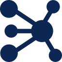 A blue icon—A node network diagram, meaning connectedness
