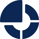 A blue icon—A pie chart